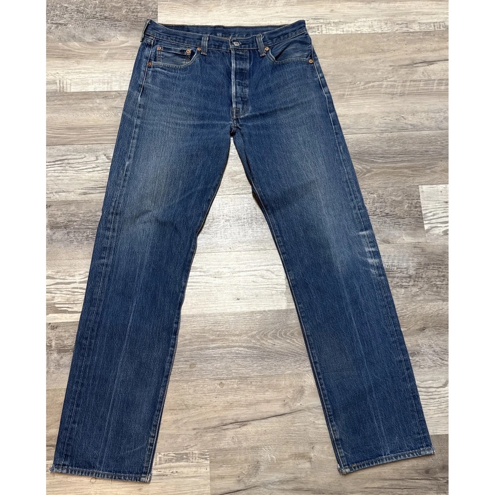 Size 35x36 Mens Levi's 501 Button Fly Straight Leg Jeans Blue Denim Red Tab